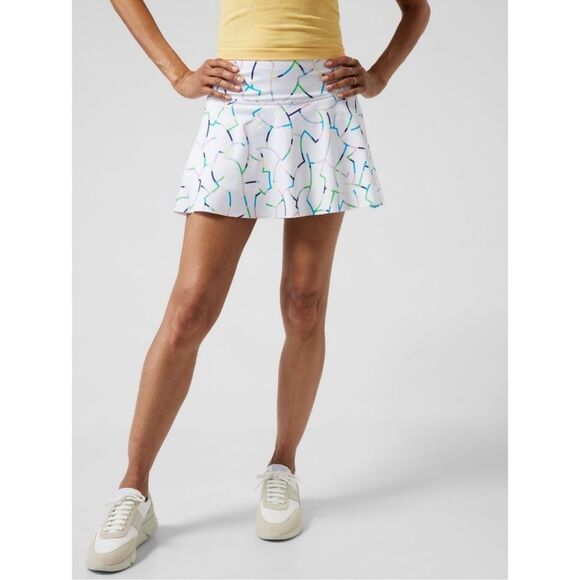 Athleta Pants - Athleta Women's White Print Ace Tennis Skort Stripe Sz Small
